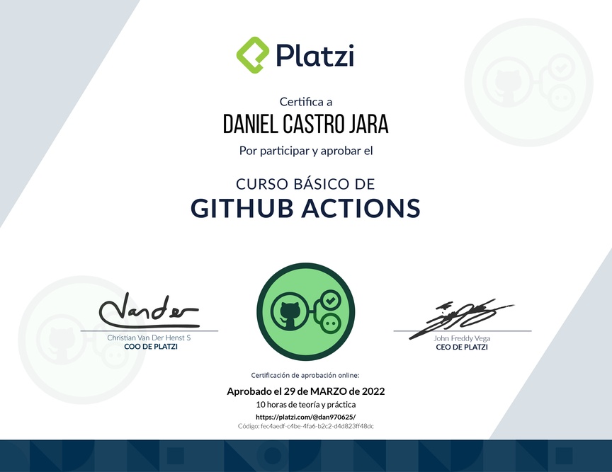 Diploma del Curso Básico de GitHub Actions