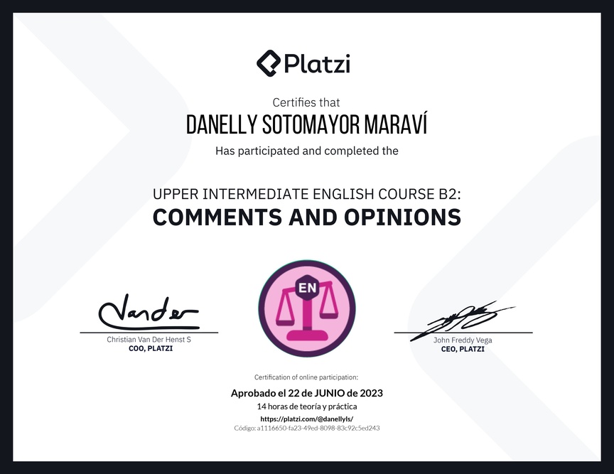 Diploma del Curso de Inglés Intermedio Alto B2: Comentarios y Opiniones