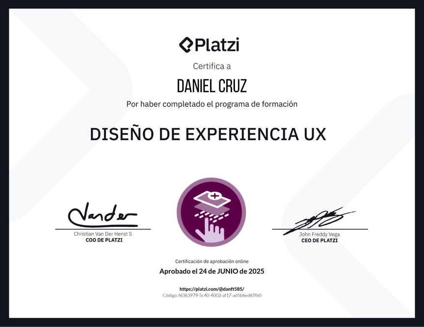 Diploma de la Ruta de Aprendizaje de Diseño de Experiencia UX