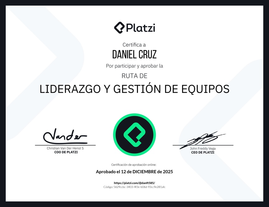 Diploma de la Ruta de Aprendizaje de Liderazgo y Gestión de Equipos