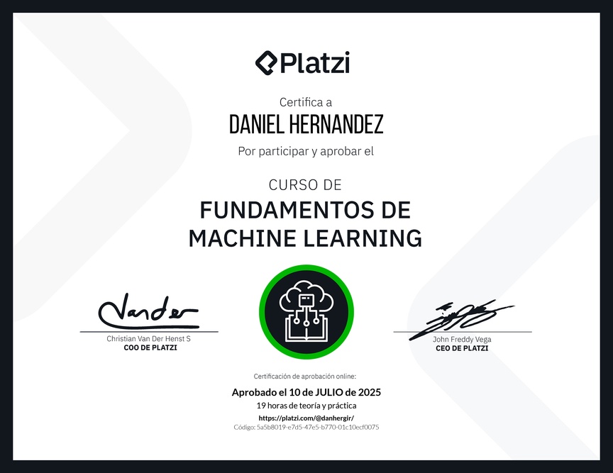 Diploma del Curso de Fundamentos de Machine Learning