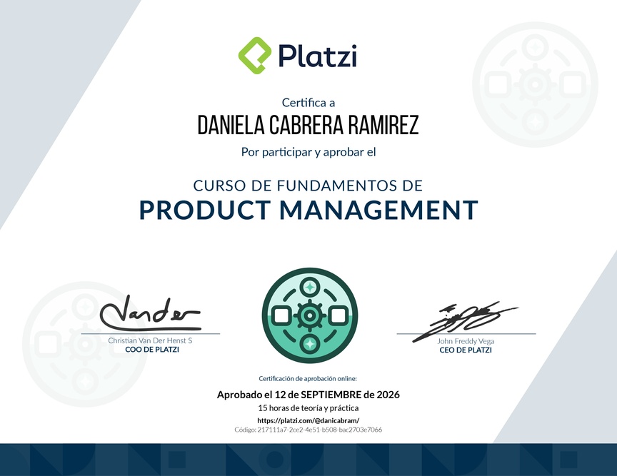 Diploma de Audiocurso de Fundamentos para Product Managers