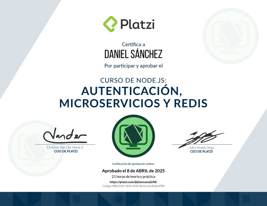 Diploma del Curso de Node.js: Autenticación, Microservicios y Redis