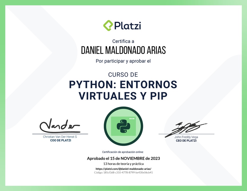 Diploma del Curso de Python: PIP y Entornos Virtuales