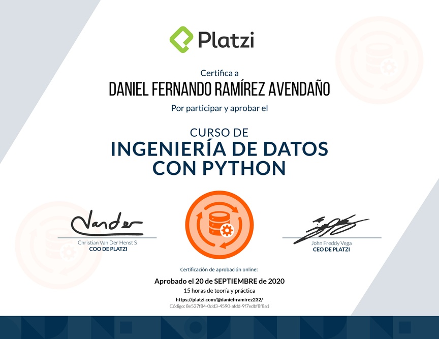 Diploma del Curso de Ingeniería de Datos con Python