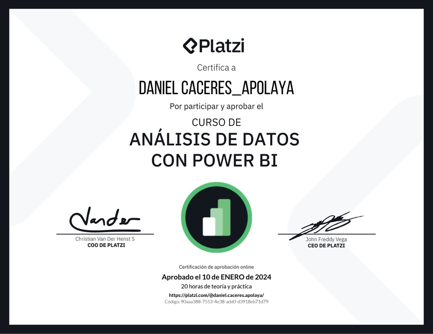 Diploma del Curso de Análisis de Datos con Power BI