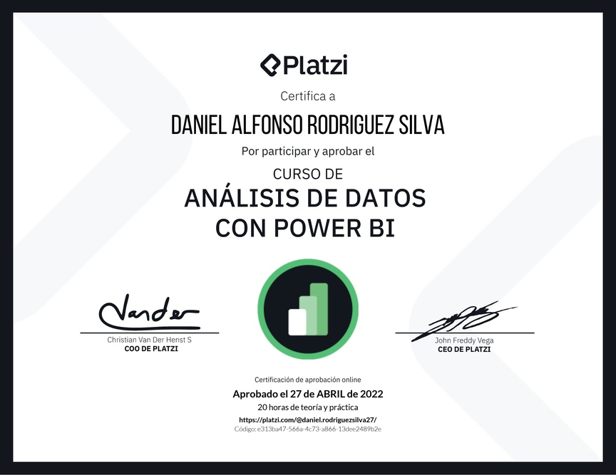 Diploma del Curso de Análisis de Datos con Power BI