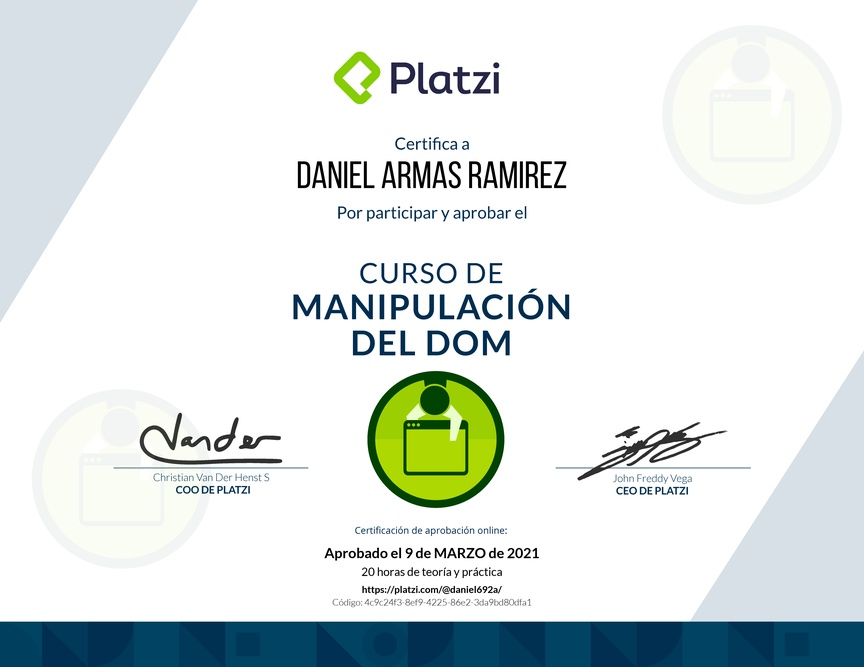 Diploma del Curso de Manipulación del DOM