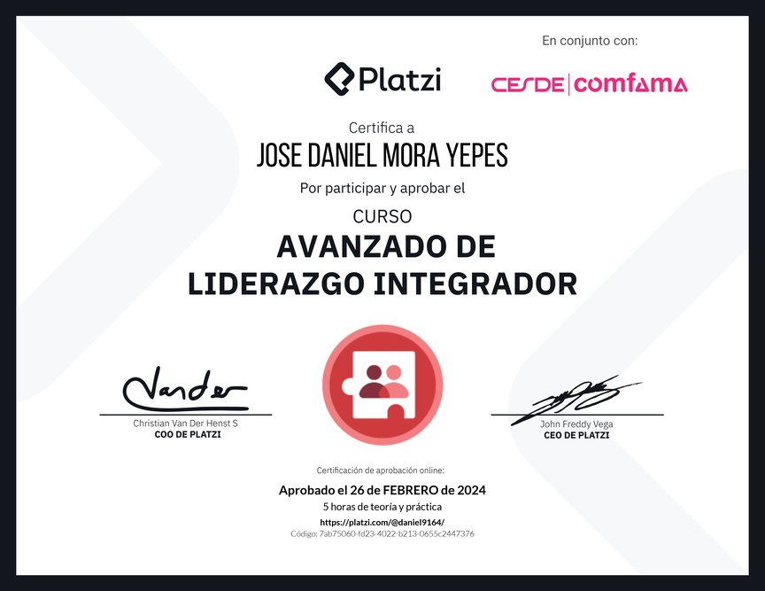 Diploma del Curso Avanzado de Liderazgo: Adapta tu Estilo de Liderazgo