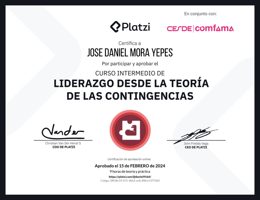 Diploma del Curso Intermedio de Liderazgo: Evalúa los Comportamientos de un Líder