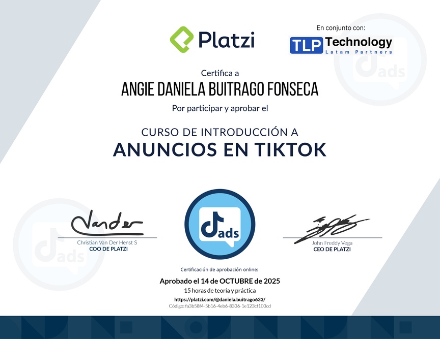 Diploma del Curso de Anuncios en TikTok