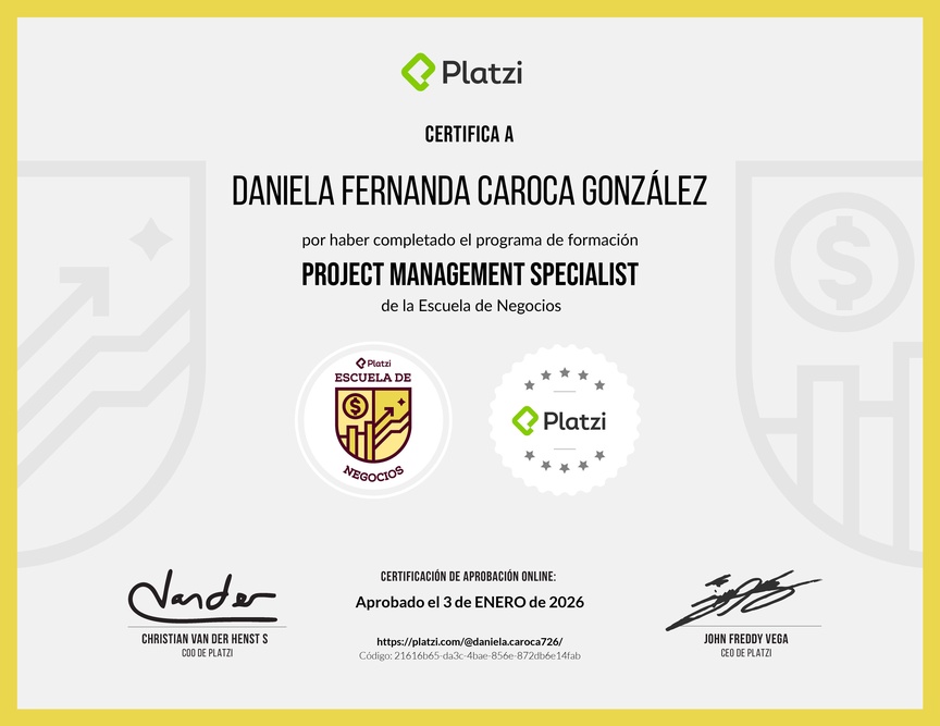 Diploma de la Ruta de Aprendizaje de Project Management Specialist