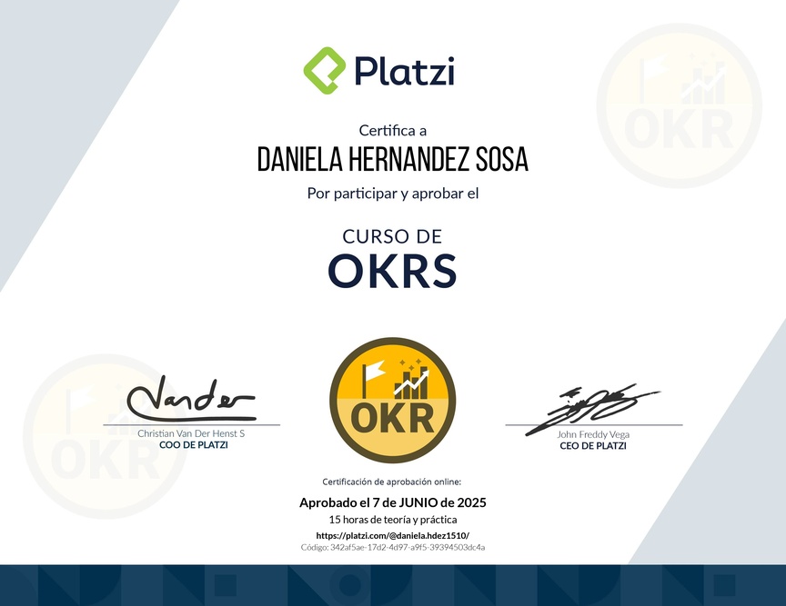 Diploma del Curso de OKRs: Herramienta Clave para Managers