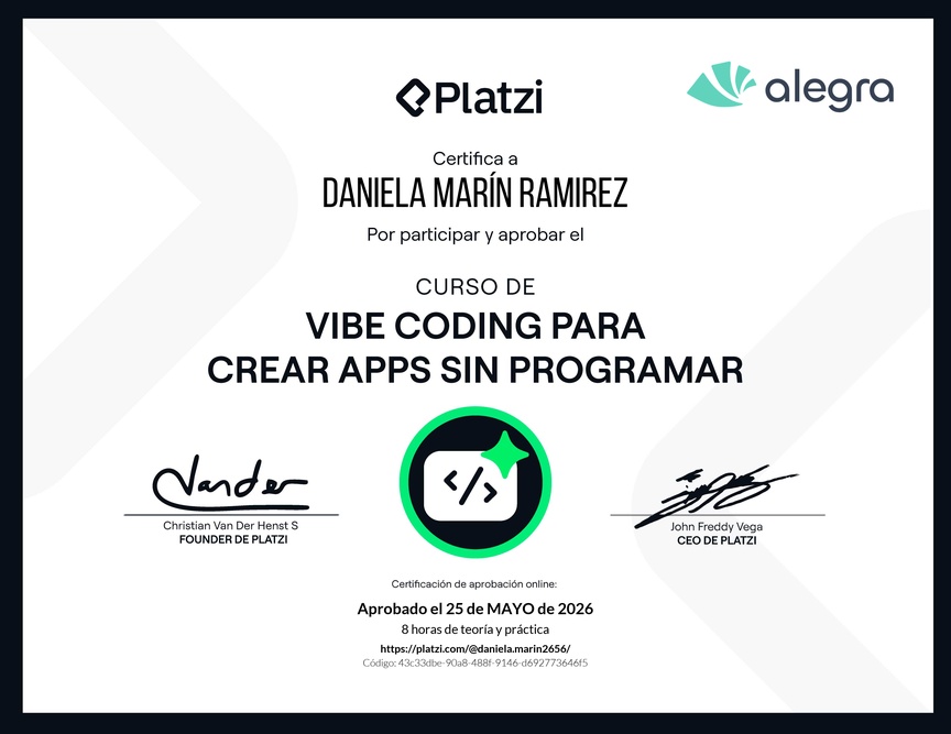 Diploma del Curso de Vibe Coding para Crear Apps sin Programar con Google AI Studio