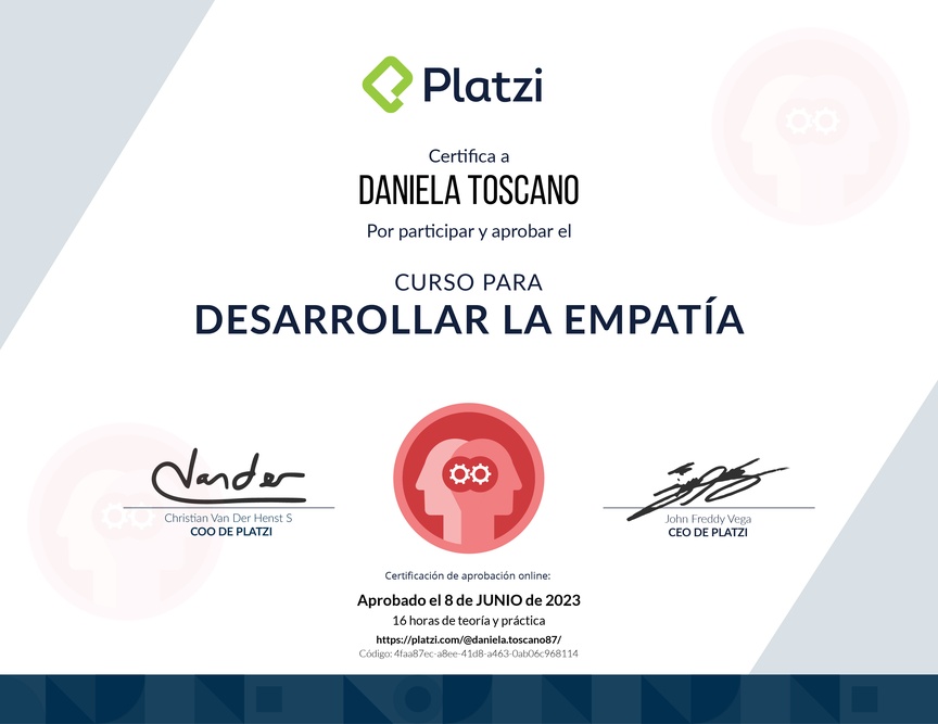 Diploma del Curso para Desarrollar la Empatía
