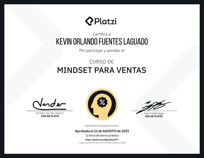 Diploma de Mindset para Ventas