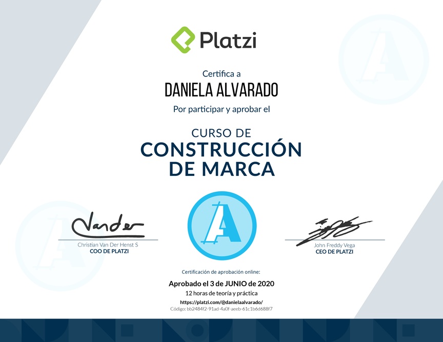 Diploma del Curso de Construcción de Marca