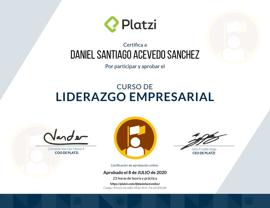 Diploma del Curso de Liderazgo Empresarial