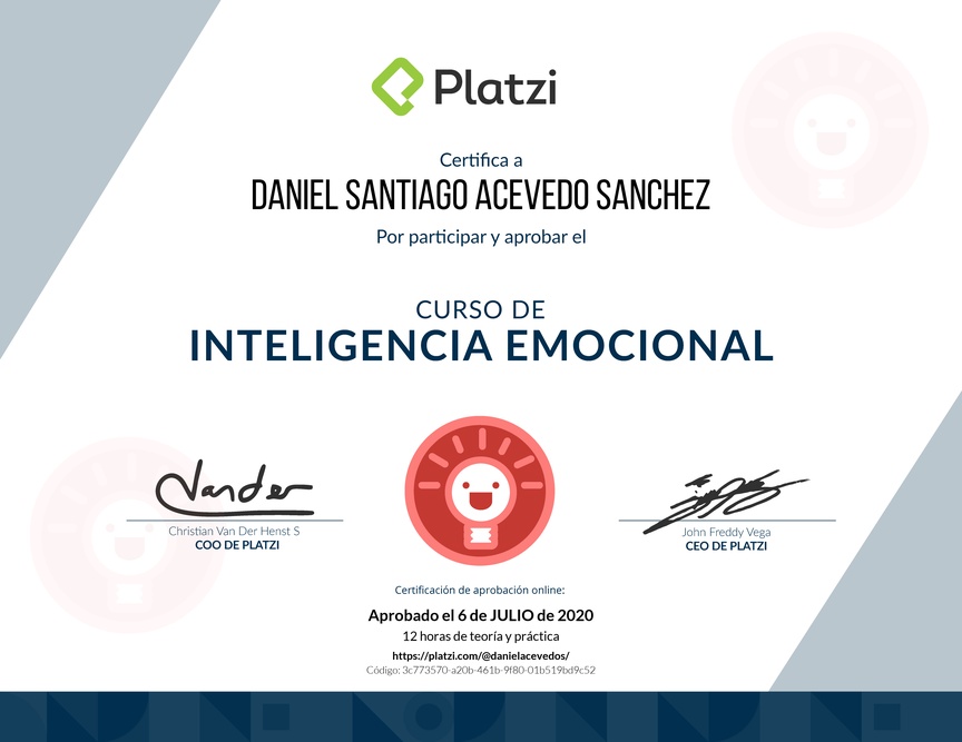 Diploma del Curso de Inteligencia Emocional