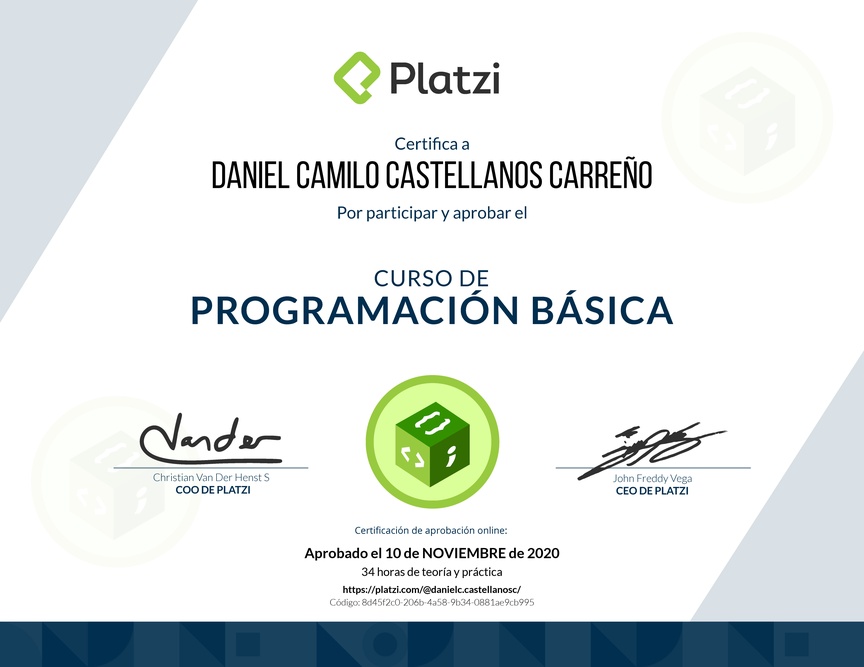 Diploma del Curso Básico de Programación