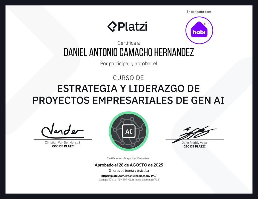 Diploma del Curso de Estrategia y Liderazgo de Proyectos Empresariales de Gen AI