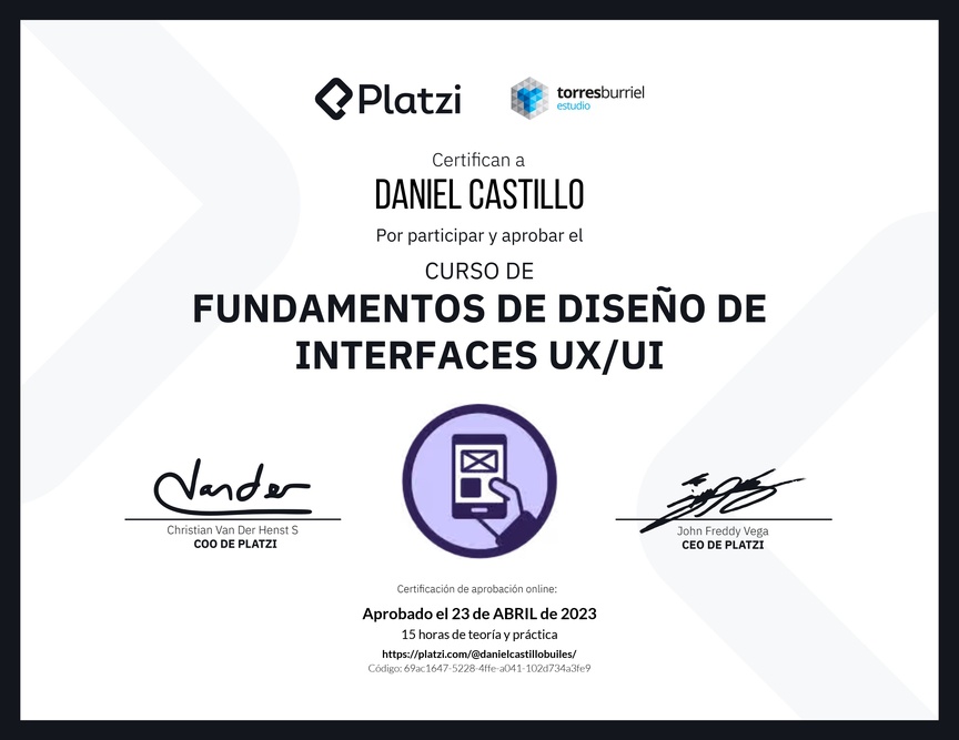 Diploma del Curso de Fundamentos de Diseño de Interfaces UX/UI