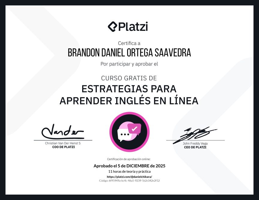 Diploma del Curso Gratis de Estrategias para Aprender Inglés en Línea