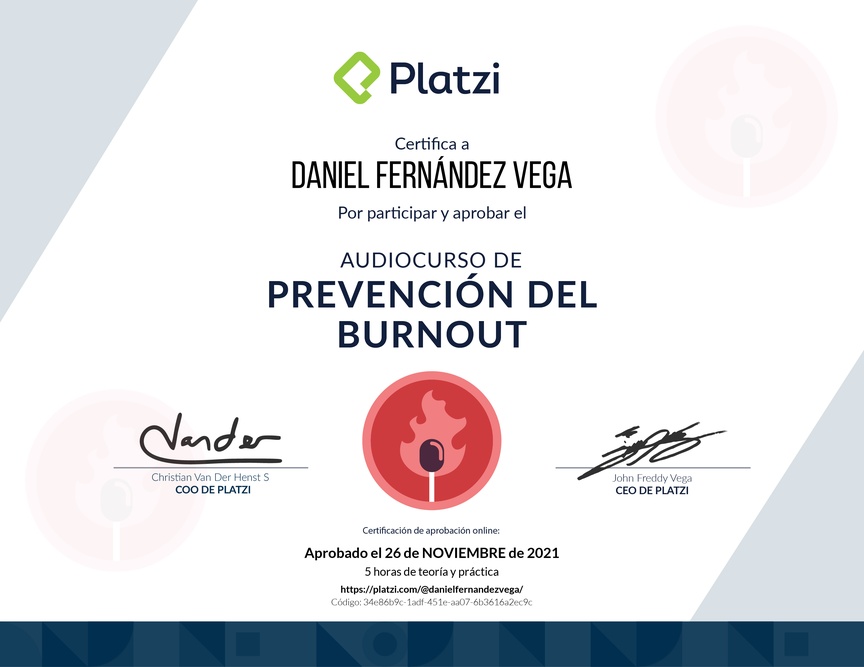 Diploma de Audiocurso de Prevención del Burnout