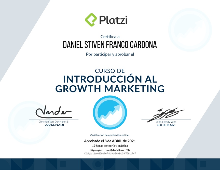 Diploma del Curso de Introducción al Growth Marketing