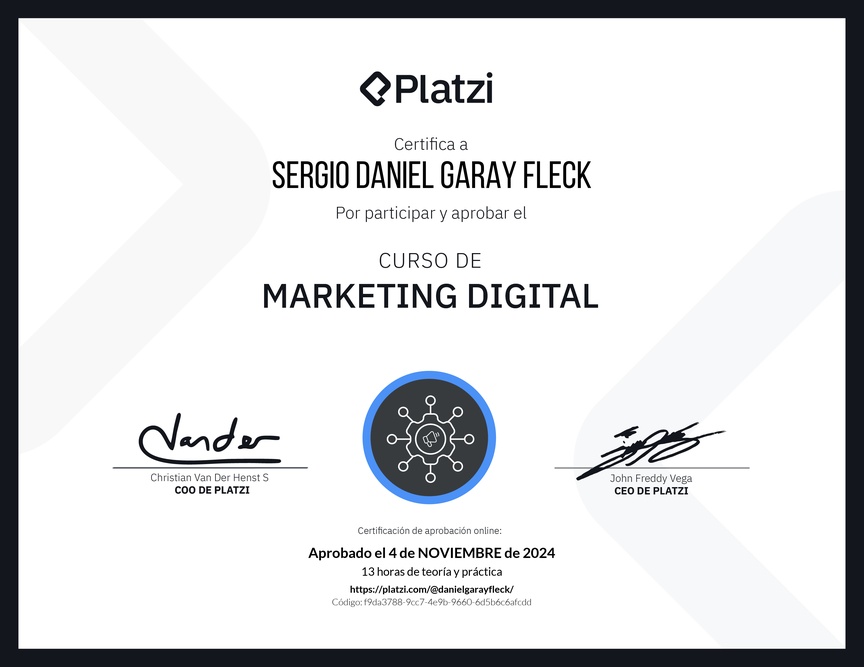 Diploma del Curso de Marketing Digital