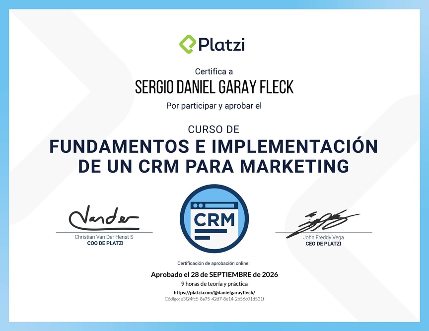Diploma del Curso de Aceleración de Procesos de Marketing con CRM