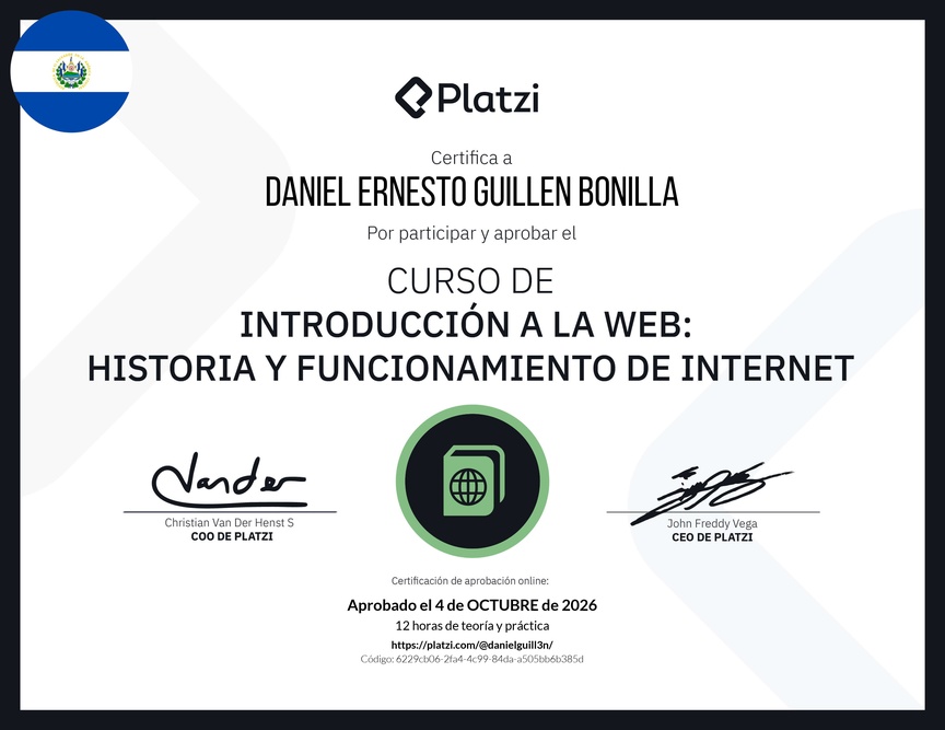 Diploma del Curso de Introducción a la Web: Historia y Funcionamiento de Internet
