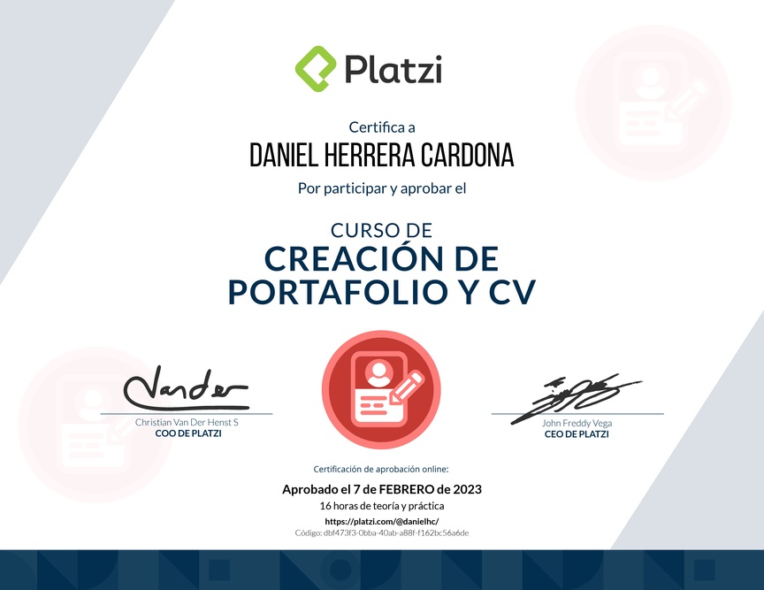 Diploma del Curso de Creación de Portafolio y CV
