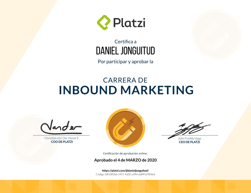 Diploma de la Ruta de Aprendizaje de Inbound Marketing