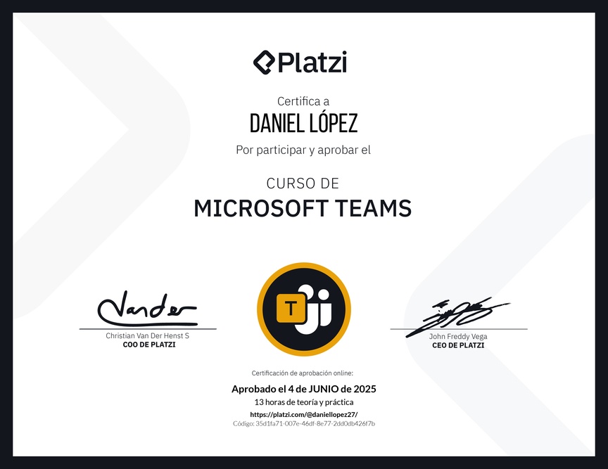 Diploma del Curso de Microsoft Teams