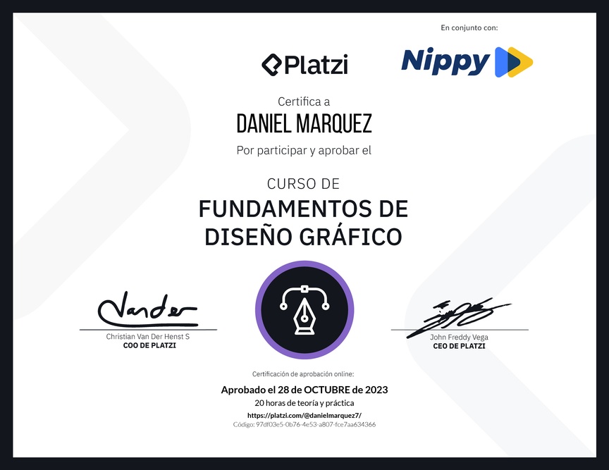 Diploma del Curso de Fundamentos de Diseño Gráfico