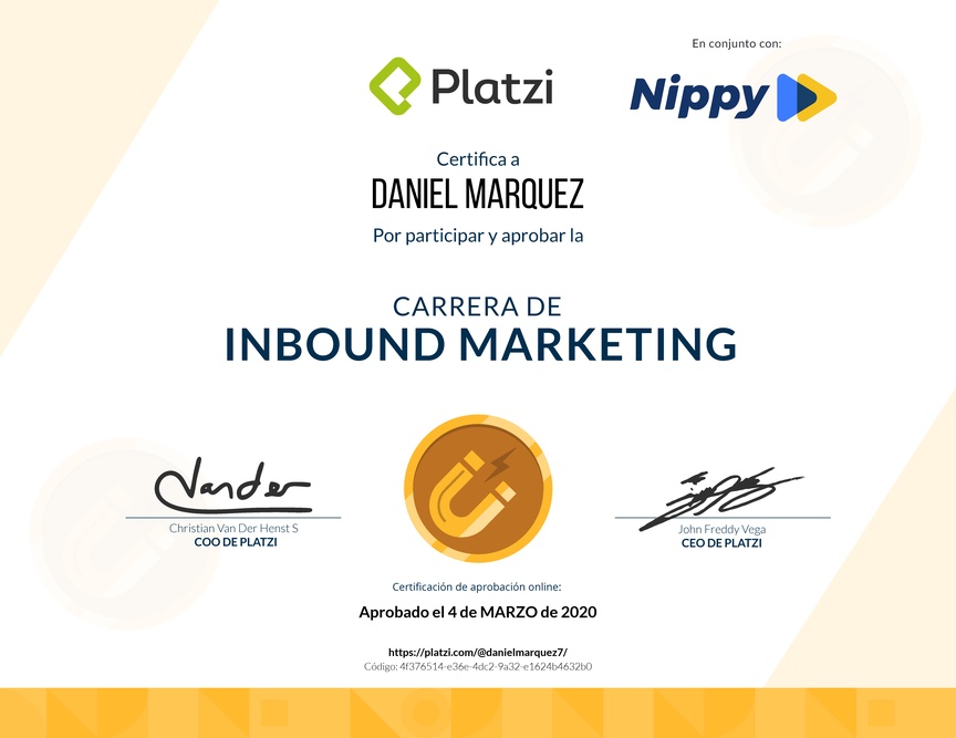 Diploma de la Ruta de Aprendizaje de Inbound Marketing