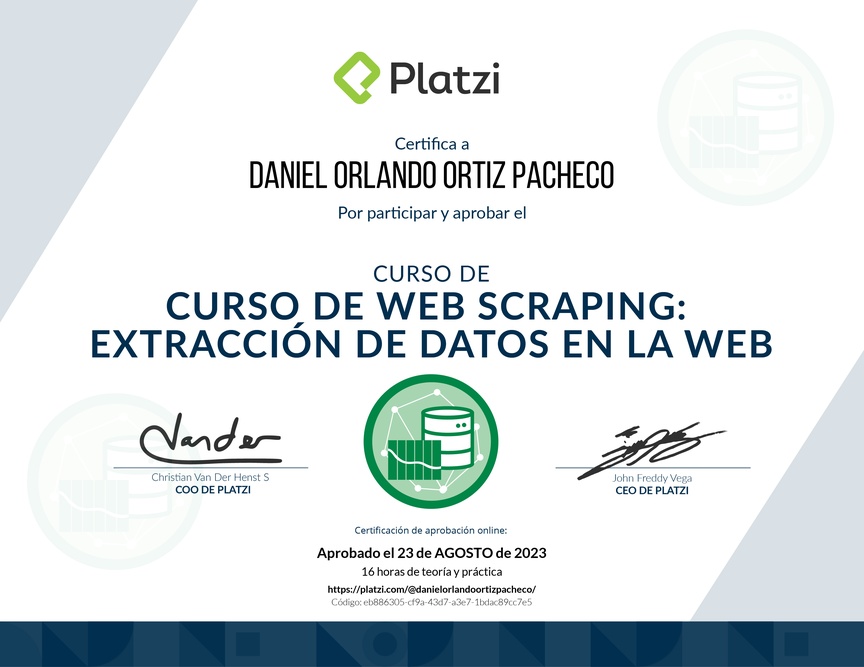 Diploma del Curso de Web Scraping: Extracción de Datos en la Web