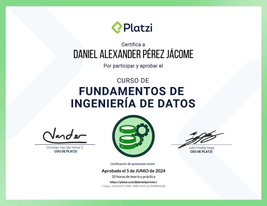 Diploma del Curso de Fundamentos de Ingeniería de Datos