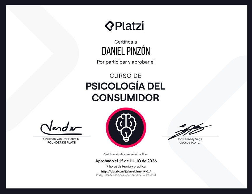 Diploma del Curso de Psicología del Consumidor