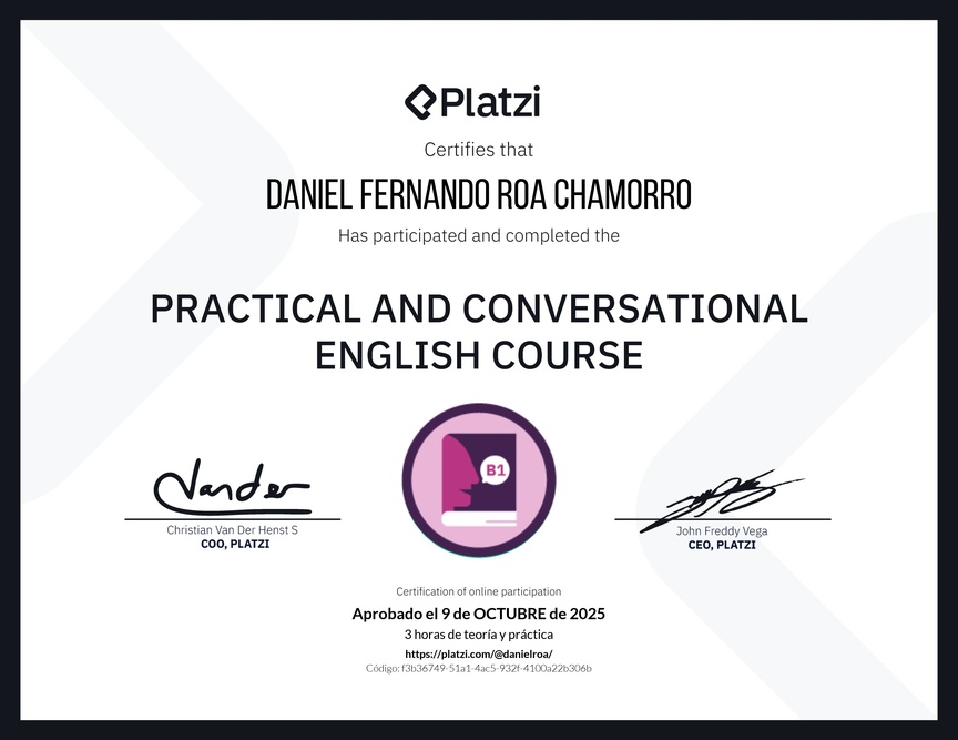 Diploma del Curso de Inglés Práctico y Conversacional