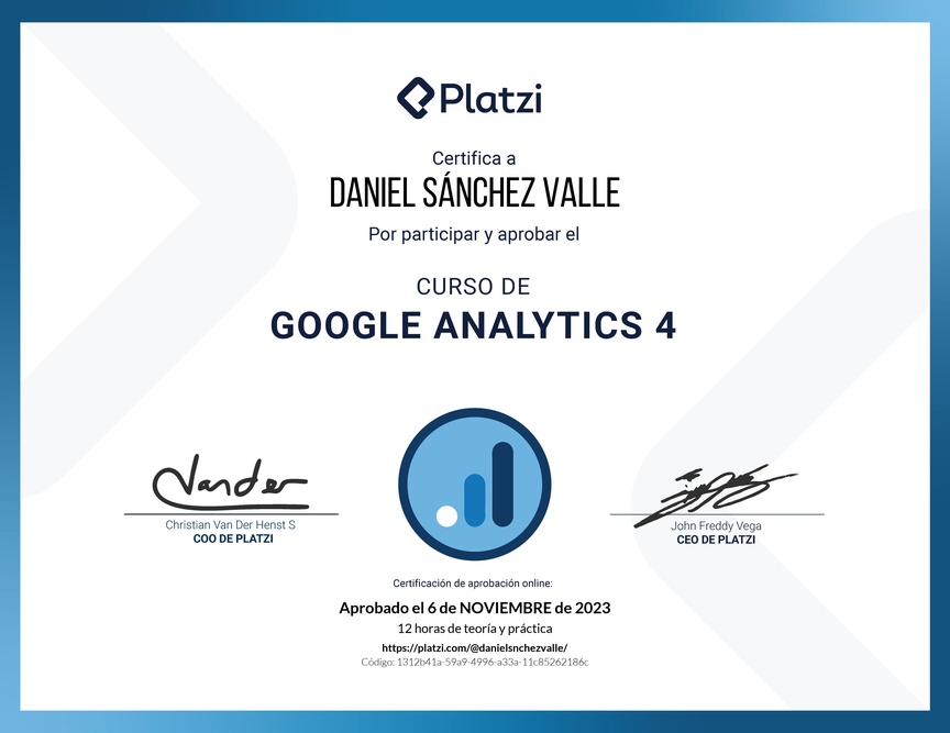 Diploma del Curso de Google Analytics