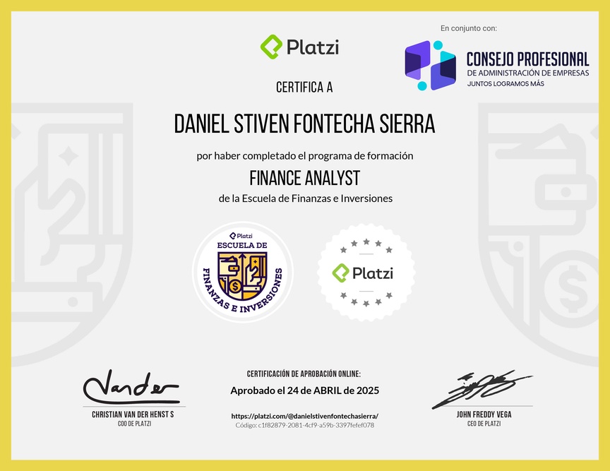 Diploma de la Ruta de Aprendizaje de Financial Analyst