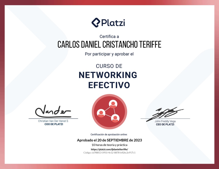 Diploma del Curso de Networking para Construir tu Red de Contactos