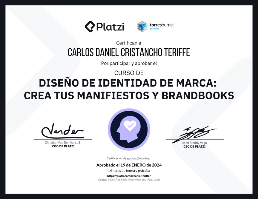 Diploma del Curso de Diseño de Identidad de Marca: Crea tus Manifiestos y Brandbooks