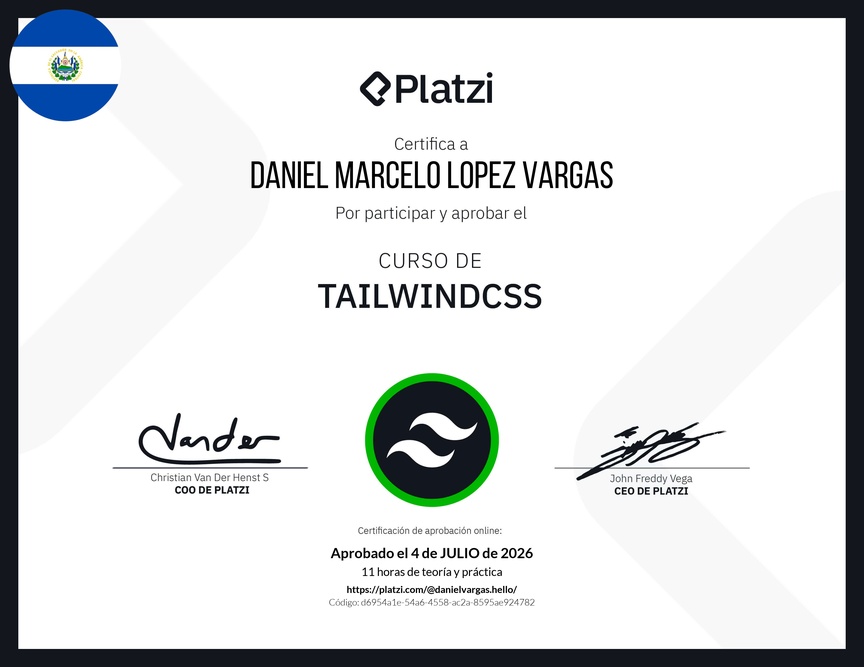 Diploma del Curso de TailwindCSS