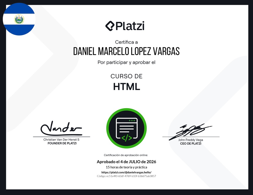 Diploma del Curso de HTML