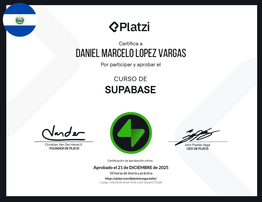 Diploma del Curso de Supabase