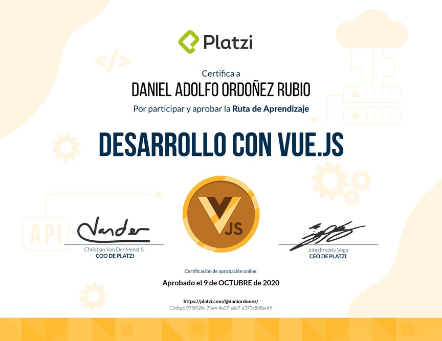 Diploma de la Ruta de Aprendizaje de Frontend a profundidad con Vue.js