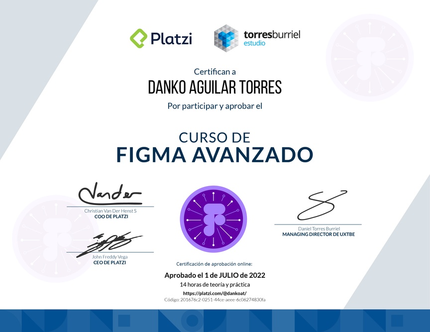 Diploma del Curso de Figma Avanzado